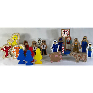 Vintage Brio/Thomas 21-Piece Wooden Toy Set - Characters & Animals